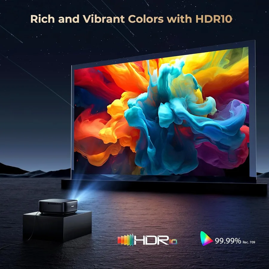 ALVAR V800P projector with HDR10 and 99.99% Rec.709 for vibrant cinematic color